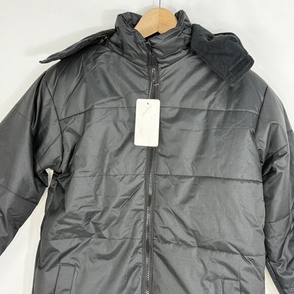 Revess Black Puffer Winter Coat Hooded Men Size 8 Small NWT - Picture 1 of 16